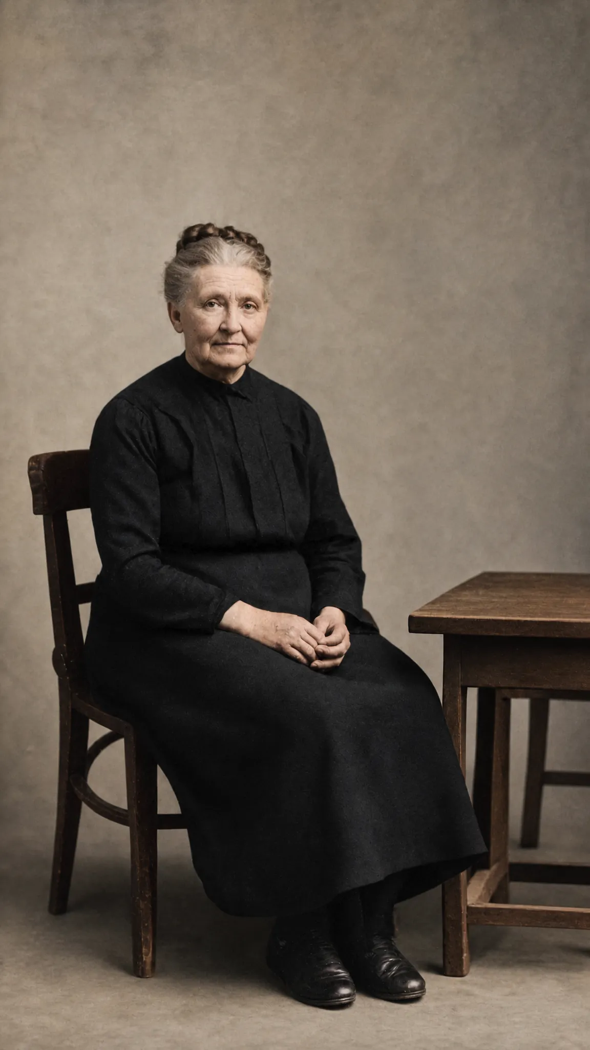 Restored and colorized historical portrait after AI editing