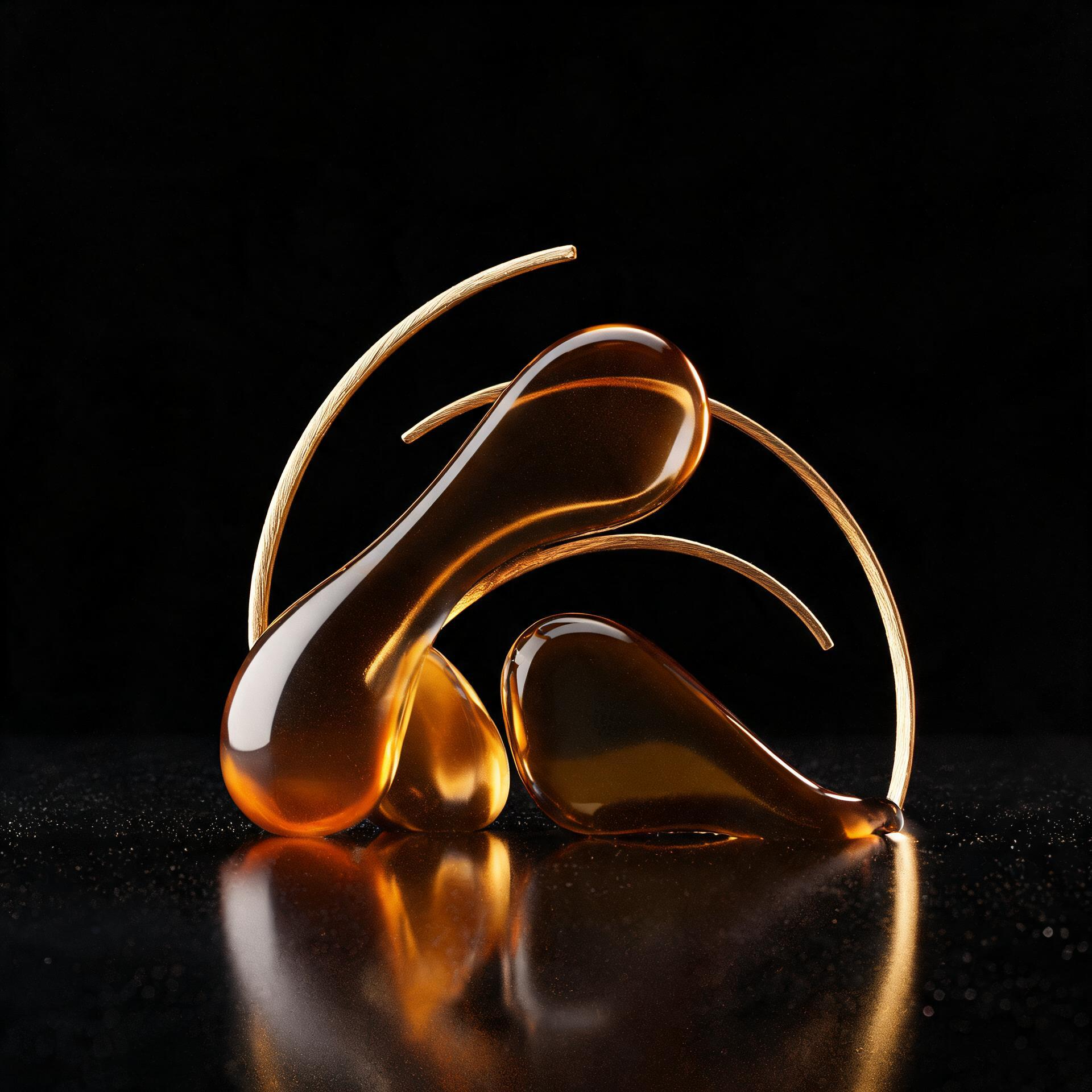 Abstract black amber and gold image used as the visual style reference